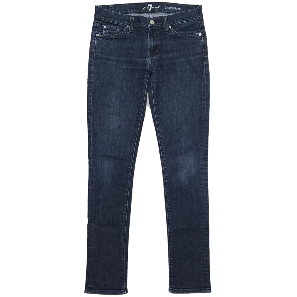 7 For All Mankind Roxanne Skinny Jeans Dark Blue Wash Size 28 Stretch Denim